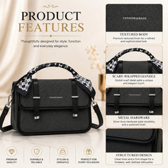 Bag Shoppe Women Black Fashion & Bags Woven Satchel - Bold Textured Bag for Office, Evening & Special Occasions