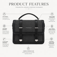 Bag Shoppe Women Black Fashion Bags Classic Satchel - Classic Versatile Bag for Office, College & Daily Use