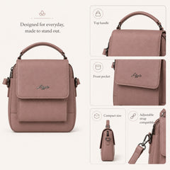 Bag Shoppe Women Pink Lizzie Flap Backpack - Chic Everyday Sling Bag for College, Travel & Daily Use