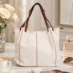 Bag Shoppe Women White Tote Bag - Stylish Everyday Bag for Office, Travel & Daily Use