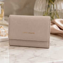 Bag Shoppe Women Beige Wallet - Compact Everyday Wallet for Cards, Cash & Daily Use