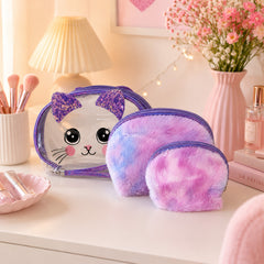 Bag Shoppe Women Purple Makeup Pouch - Compact Cosmetic Organizer for Travel & Daily Use