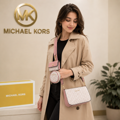 Michael Kors Women’s 3-in-1 Signature Crossbody Bag – Pink & Vanilla
