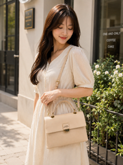Elegant Classic Top Handle Shoulder Bag + Long Belt