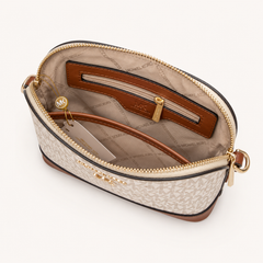 Michael Kors Signature Vanilla White Crossbody Sling Bag with Adjustable Strap