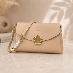 Classic Dual Belt Sling Purse for Women | Pearl & Long Strap Crossbody Slingbag