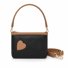 Bag Shoppe Women Mini Tote Bag - Cute Heart Design Shoulder Bag with Detachable Strap