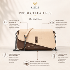 Bag Shoppe Women Sling Bag - Stylish Chain Strap Shoulder Bag with Turn-Lock Closure
