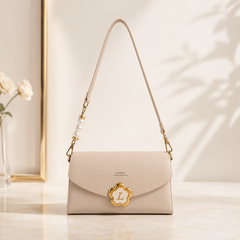 Bag Shoppe Women Sling Bag - Elegant Pearl Strap Shoulder Bag with Flower Lock