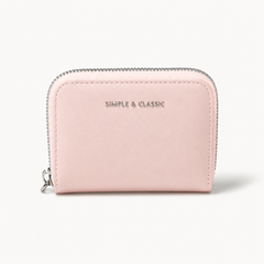 Bag Shoppe Women Pink Zip Wallet - Simple & Classic Compact Card Holder with Multiple Slots