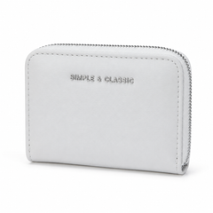 Bag Shoppe Women White Zip Wallet – Simple & Classic Compact Wallet with Multiple Card Slots