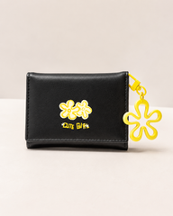 Bag Shoppe Women Black Cute Girl Wallet - Compact Mini Wallet with Flower Charm