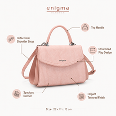 Bag Shoppe Women Purse - Elegant Textured Handbag with Top Handle & Detachable Shoulder Strap