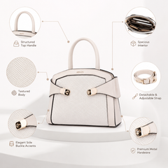 Bag Shoppe Elegant Women Handbag - Structured Top Handle Purse with Textured Body & Detachable Shoulder Strap