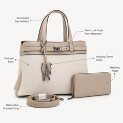 Bag Shoppe Women Handbag with Wallet  Elegant Structured Purse Set with Top Handles & Shoulder Strap