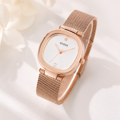 Bag Shoppe Womens Watch  Elegant Rose Gold Mesh Strap Watch with Minimal Dial & Premium Finish