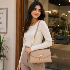 Classic Dual Belt Sling Purse for Women | Pearl & Long Strap Crossbody Slingbag