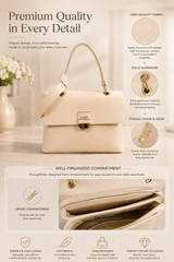 Elegant Classic Top Handle Shoulder Bag + Long Belt