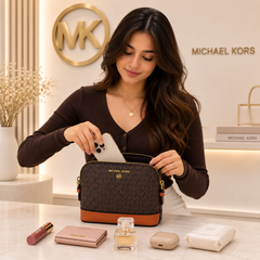 Michael Kors Signature Brown Crossbody Sling Bag with Adjustable Strap
