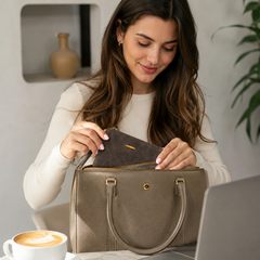 Women’s Brown Green Zip Wallet – Textured Leather Look Card Holder with Wrist Strap
