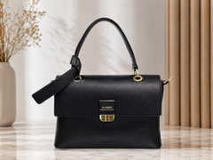 Classic Luxe Black Top Handle Sling Bag