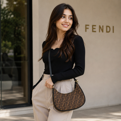 Women’s Luxury Monogram Baguette Shoulder Bag with Premium Gold Logo & Sling Bag (Double belt options)– Superior Quality Assured