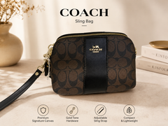 Coach Signature Sling Bag – Brown & Black Color Combination