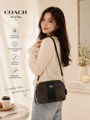 Coach Signature Sling Bag – Brown & Black Color Combination