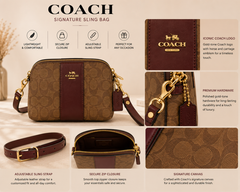 Coach Signature Sling Bag – Brown & Tan Color Combination