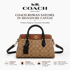 Coach Brown Signature Print Handbag with Detachable Sling Strap